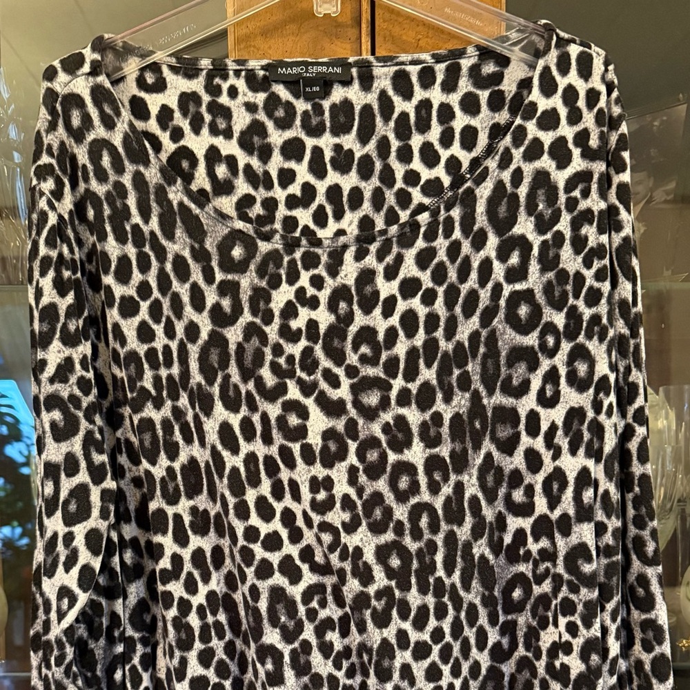 Mario Serrano Leopard Print Long Sleeve Top Size XL